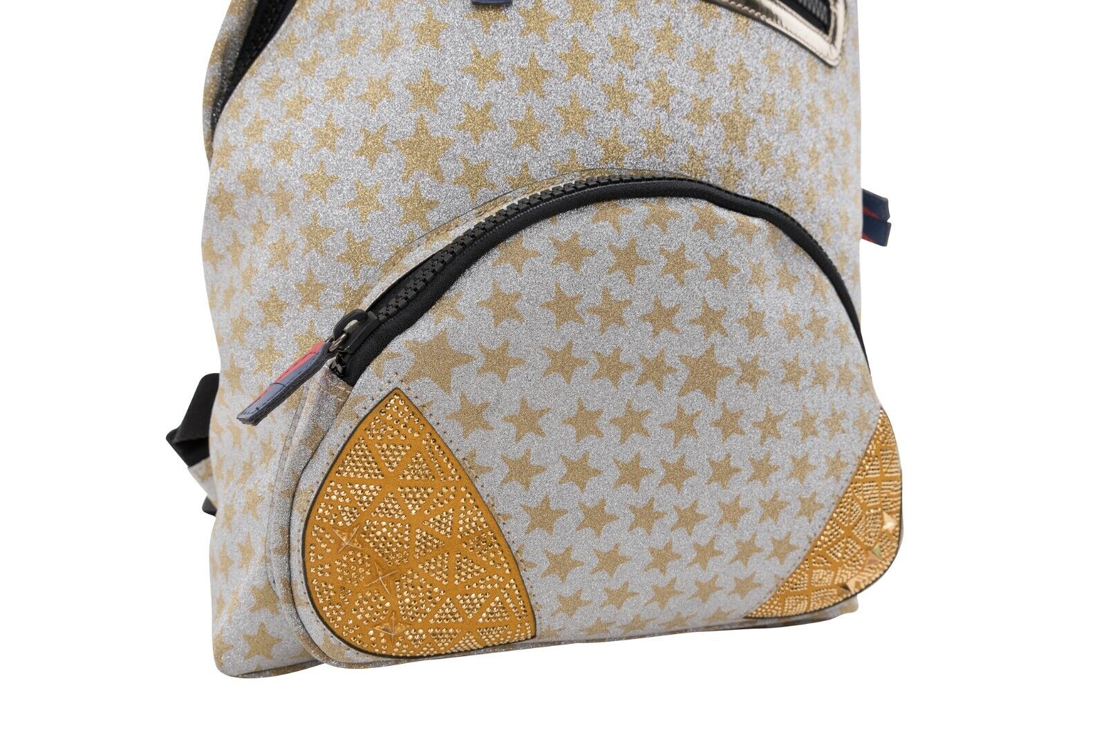 $410 Testoni I29 Bologna Luxury Cristals Backpack Rising Star + Metal Calf