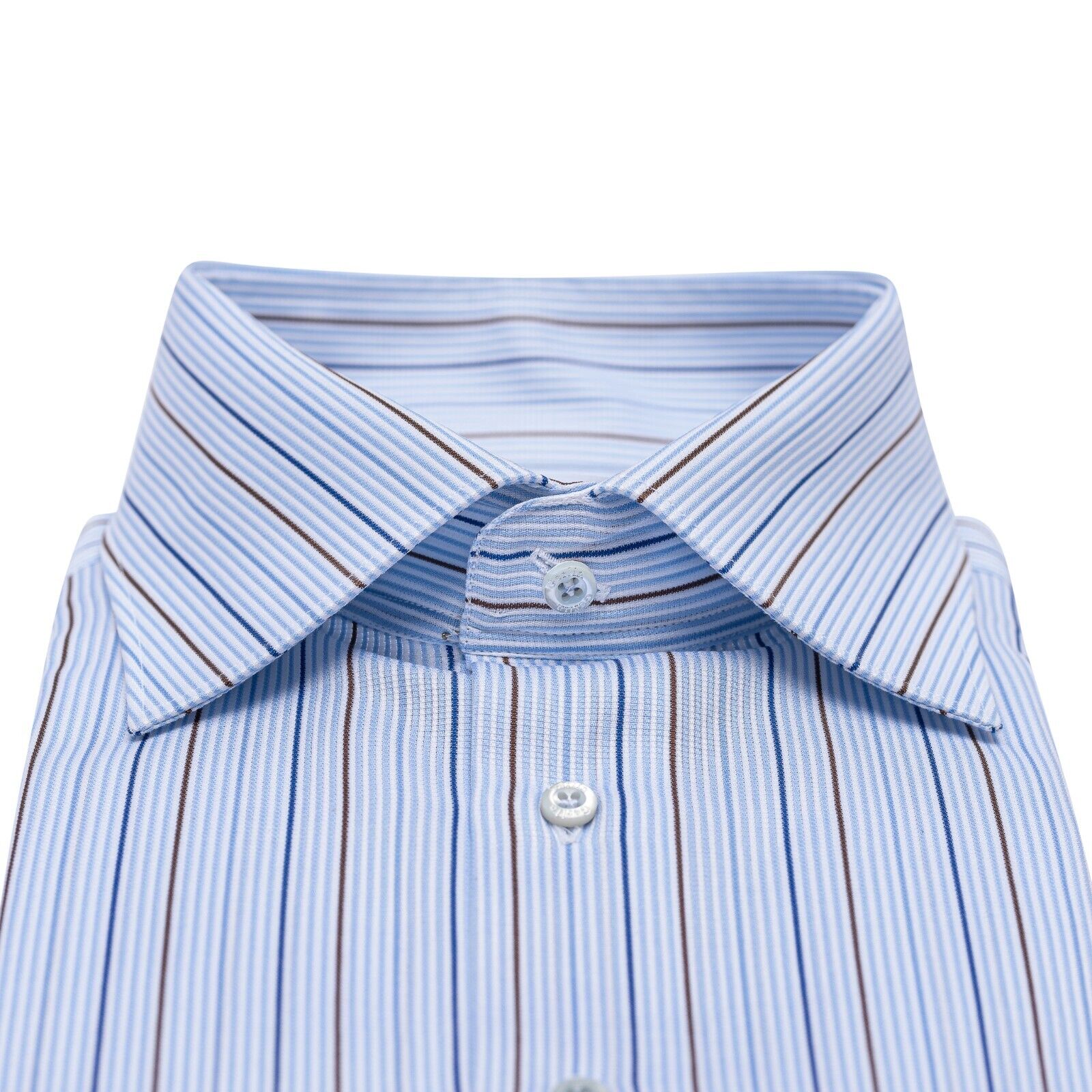 690$ LUXURY GERLIN Shirt Striped Blue Cotton 17.75 - 45 4I BIJAN