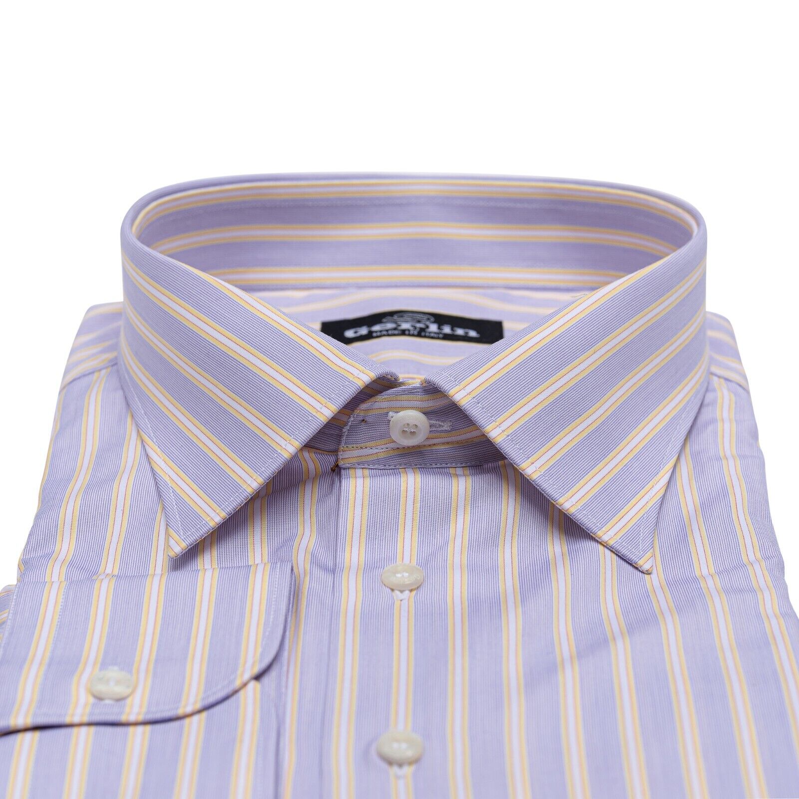690$ ITALIAN LUXURY GERLIN Shirt Violet Striped Cotton 3AC ZILLI
