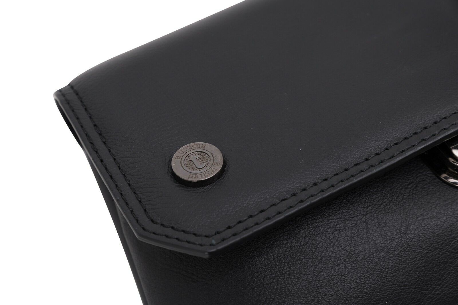 $390 Testoni Bologna Black Easy Calf Hand Clutch Bag Padlock with Keys