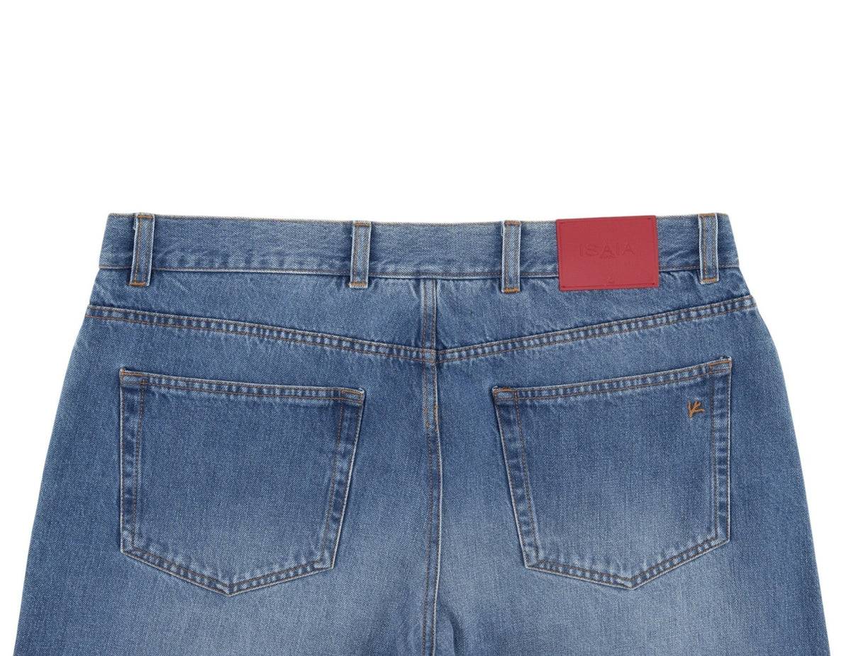 795$ ISAIA NAPOLI Blue Denim Jeans Pant Cotton Regular Straight Fit 38 US 54 EU