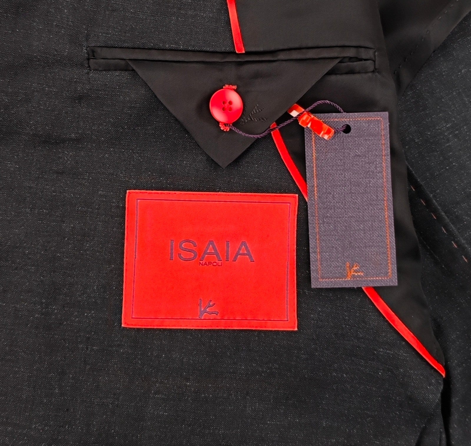 $6200 ISAIA NAPOLI Dark Gray Hand-Sewn Suit Wool Linen 40 US / 50 EU 7R