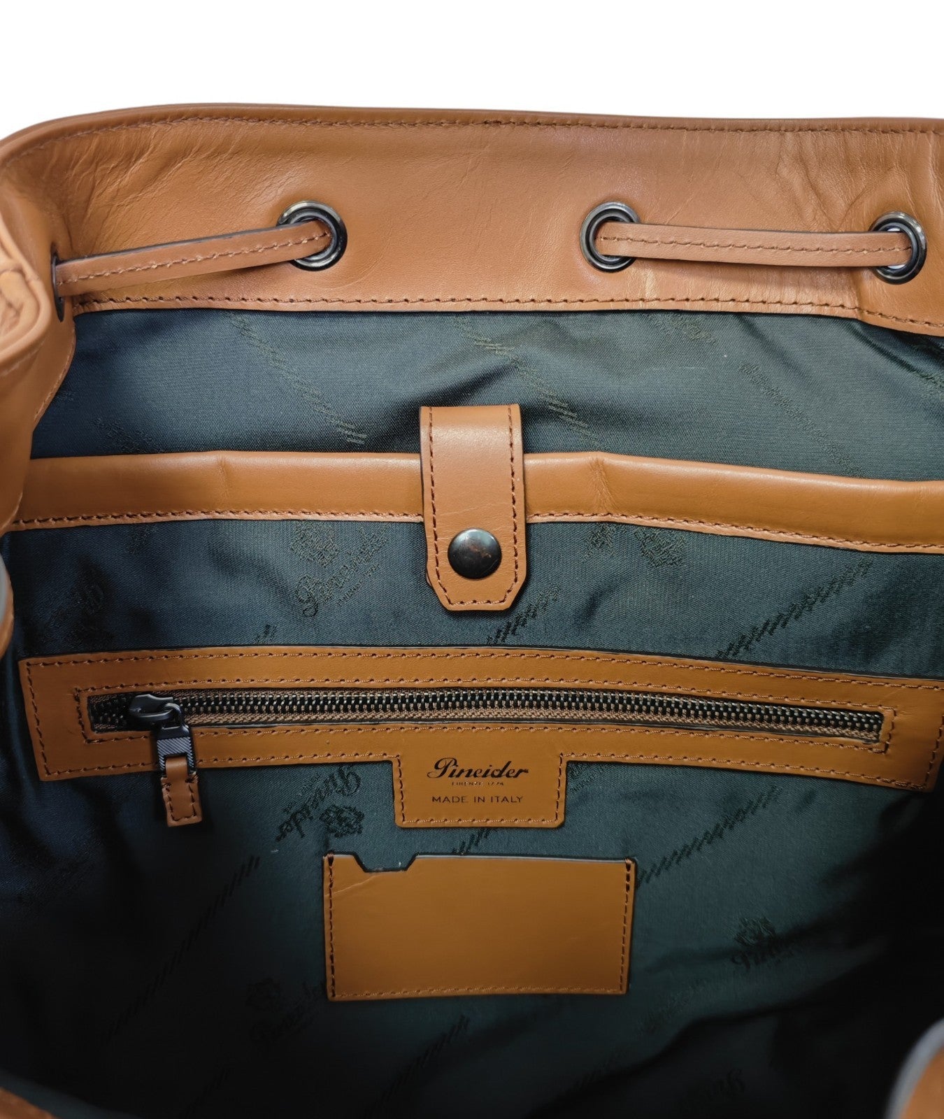 1980$ PINEIDER FIRENZE Brown Grain Calf Multiple Backpack Travel Weekender