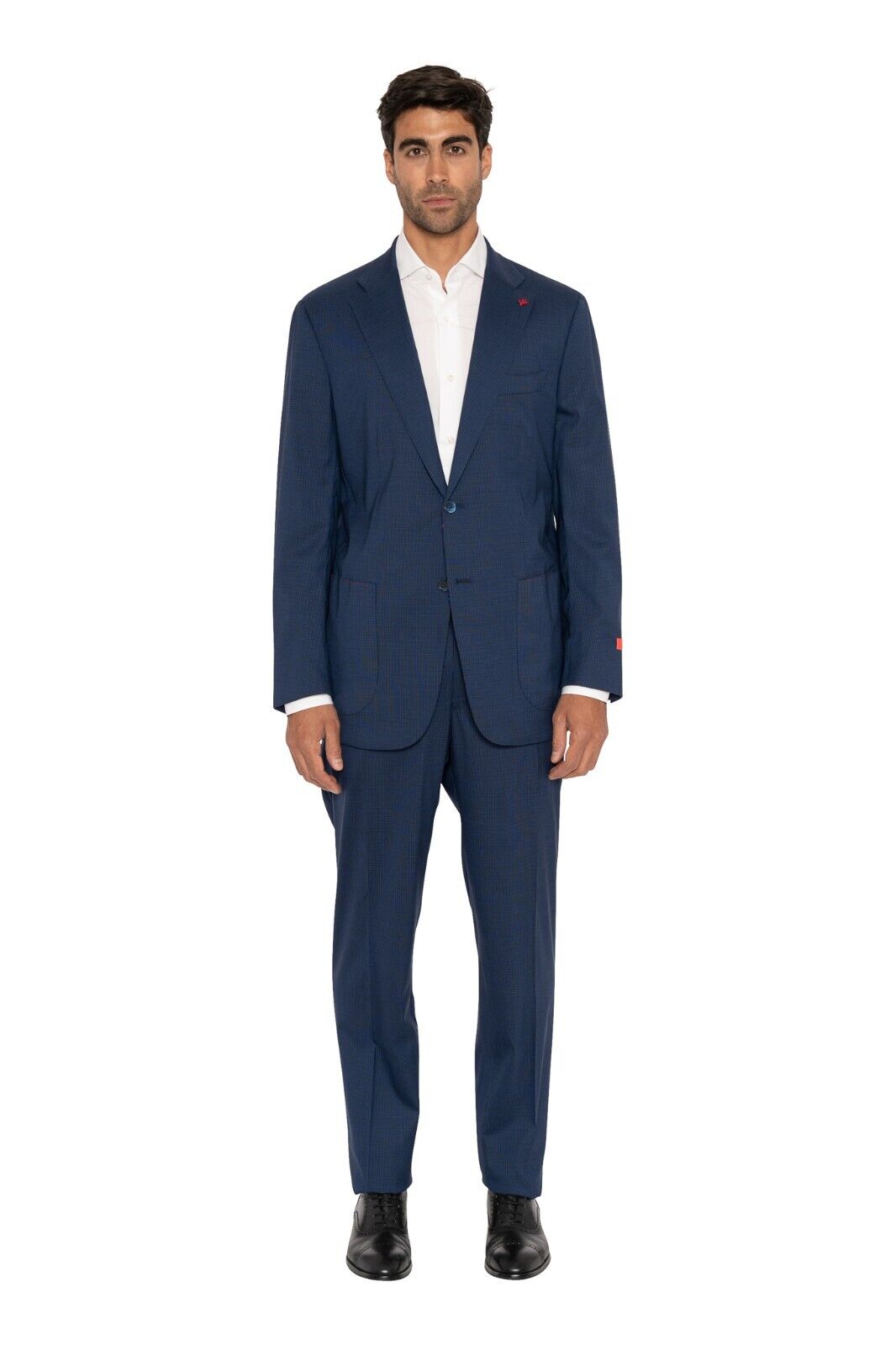 $5800 ISAIA NAPOLI Blue Hand-Sewn Checks Suit Fine Wool / Silk 7R ( Regular)