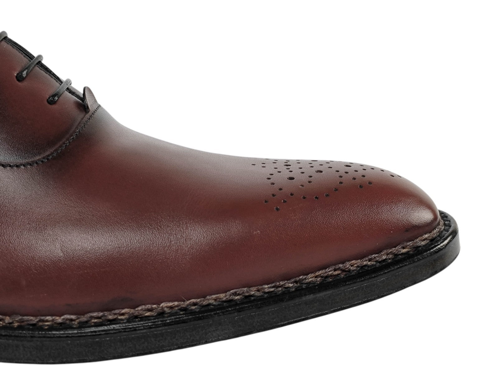 1800$ TESTONI "Piuma" Oxford Shoes Norwegian Welted Wood Red 8 UK / 9 US / 42 IT