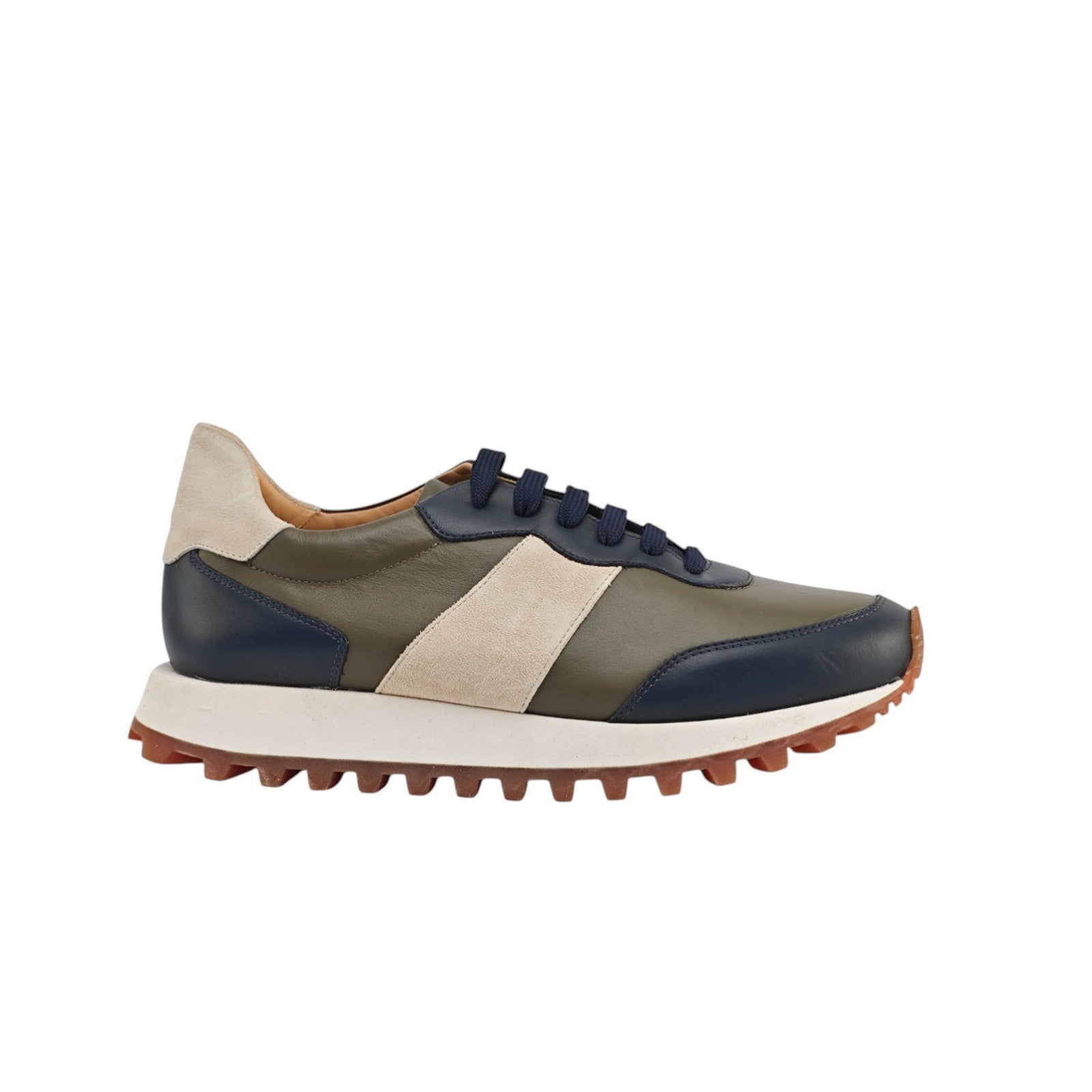 850$ TESTONI Sneaker Shoes Calf Navy / Fir Tree / Ivory 8 UK / 9 US / 42 IT
