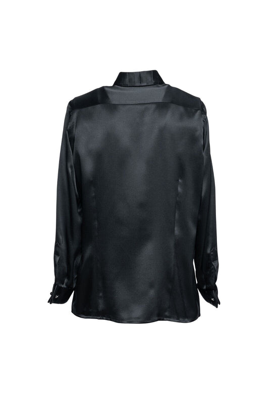 1600$ LUXURY ITALO FERRETTI Shirt Women Black 100% Silk COMO Size M BIJAN