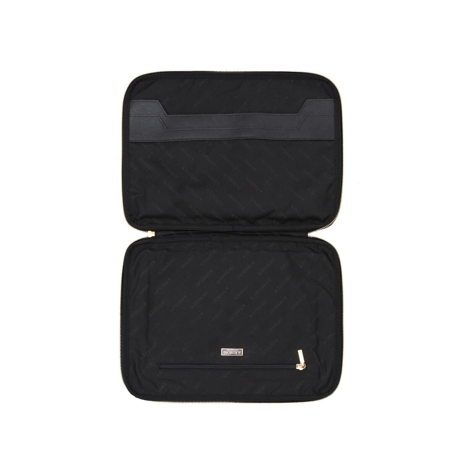 $620 Testoni Bologna Black Karibu Calf Clutch Bag / Document Holder + PC case