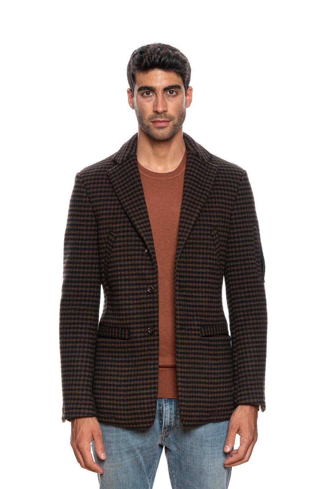 $2790 BELVEST Brown Flannel Wool 140's Coat Jacket 38 US / 48 EU Drop 8R