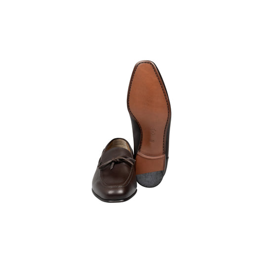 950$ RUBINACCI Napoli Brown Grain Leather Tassel Loafers Slip-On Dress Shoes