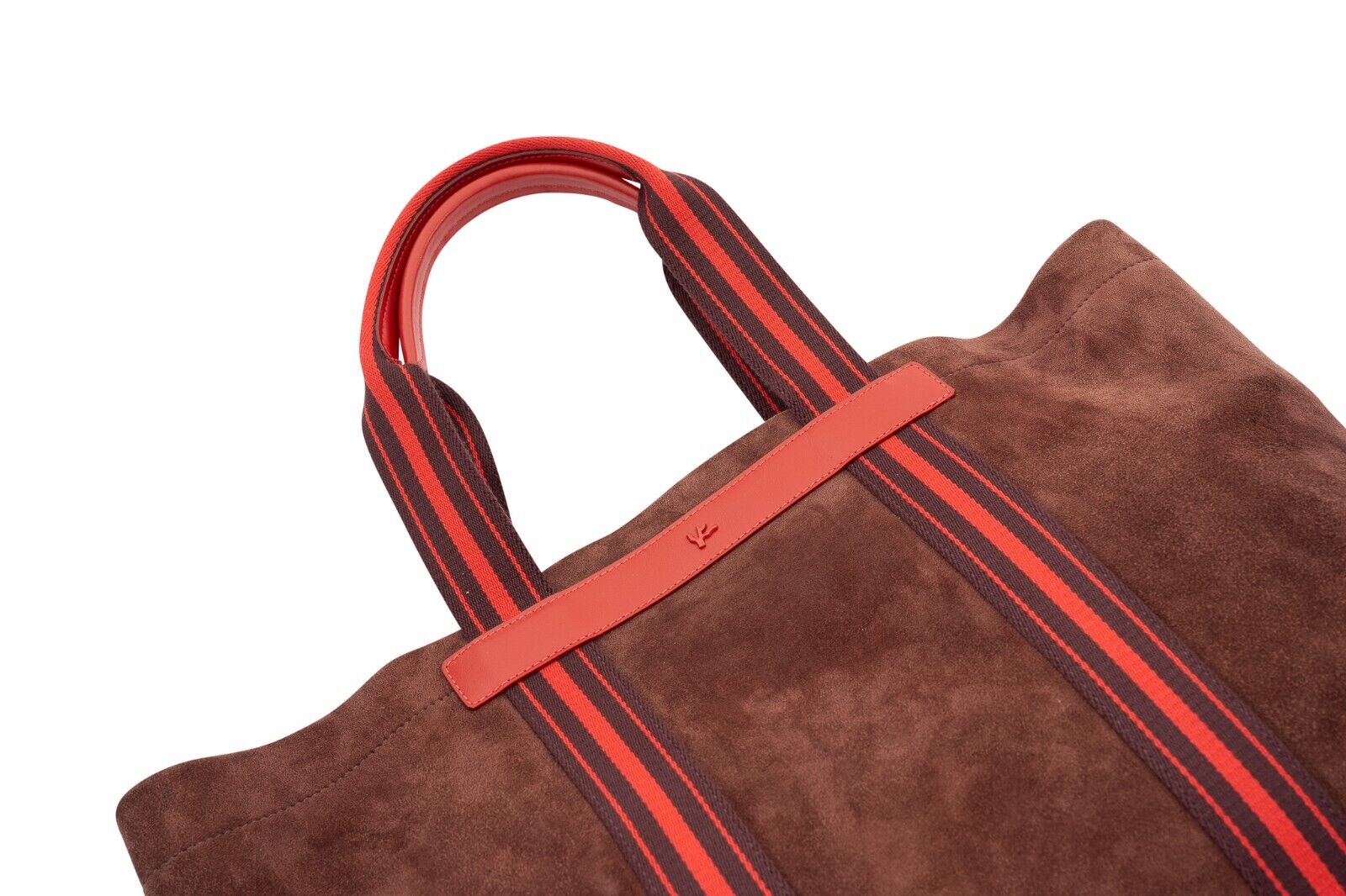$2600 ISAIA NAPOLI Burgundy Tote Bag Business Leisure Time Suede Leather Unlined