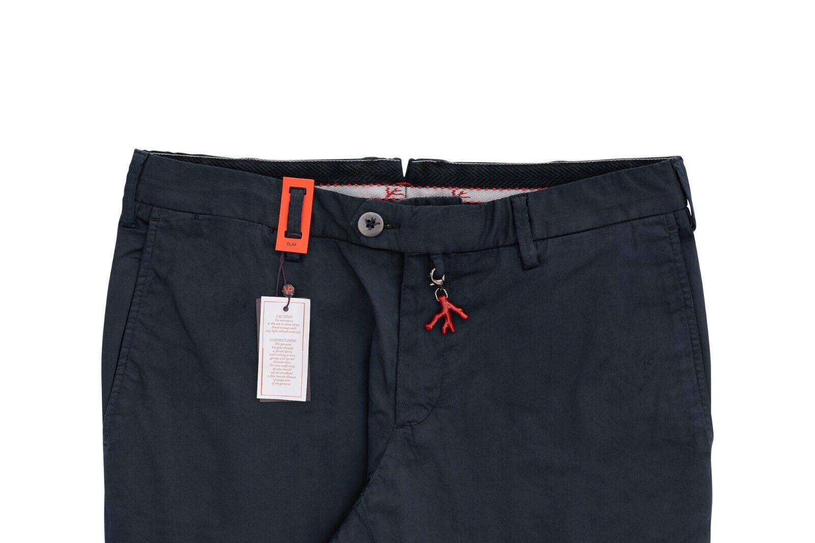 690$ ISAIA NAPOLI Blue Navy Chino Trousers Pant Cotton 30 US / 46 EU Slim Fit