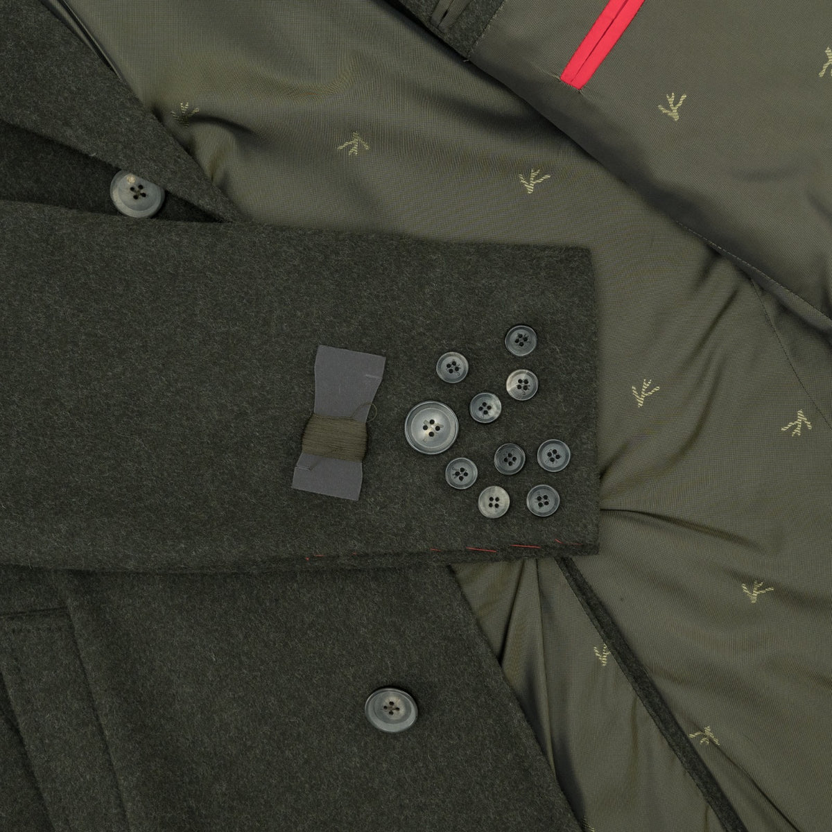 $7100 ISAIA NAPOLI Dark Green Overcoat Flannel Wool 36 US / 46 EU
