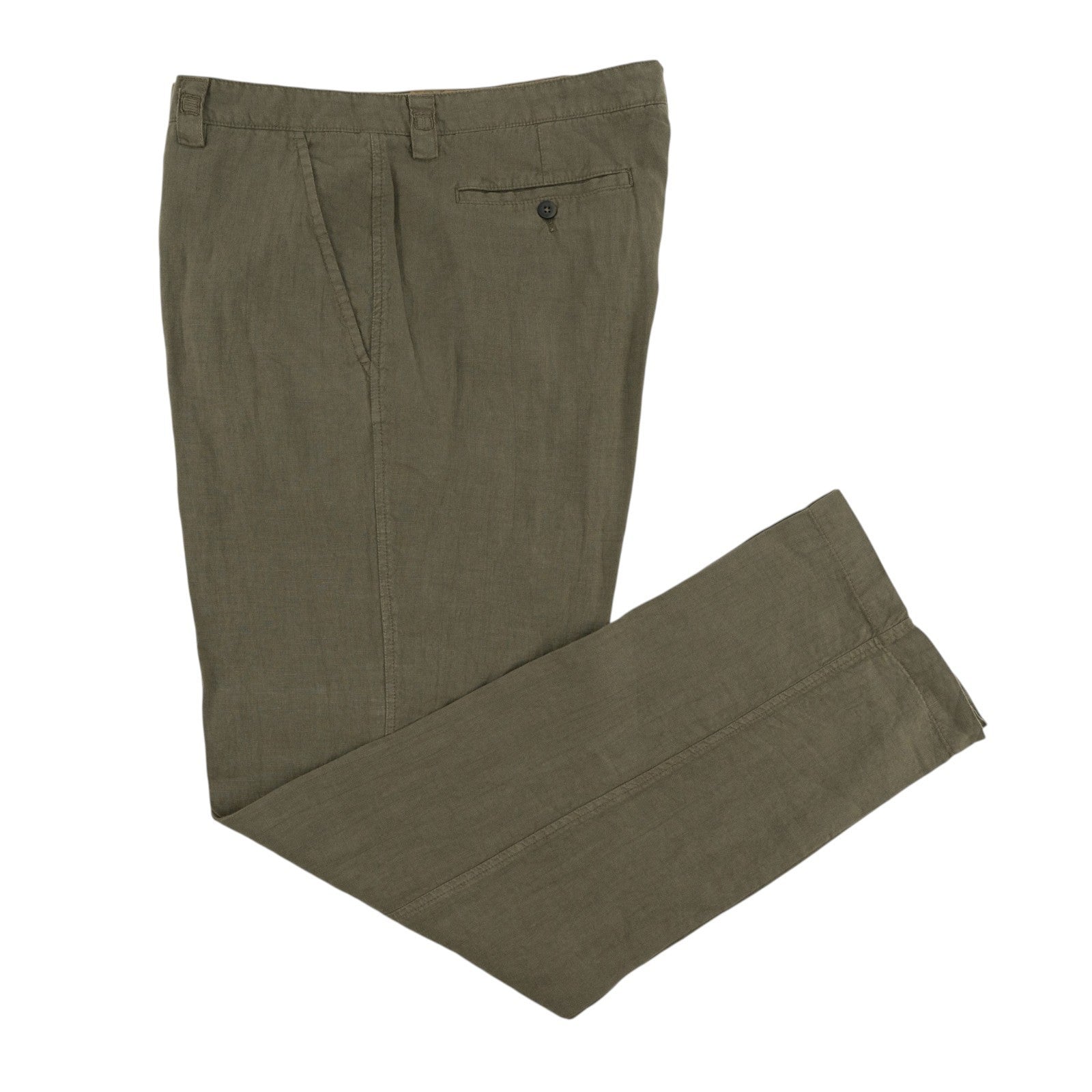 850$ ETRO MILANO Olive Green 100% Linen Pant Relaxed Straight 40 US / 56 EU