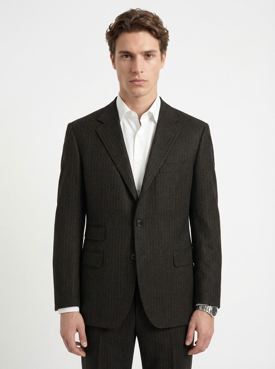 MACO by RAFFAELE CARUSO Gray Pinstripe Suit Superfine 120's Wool 46 US / 56 IT