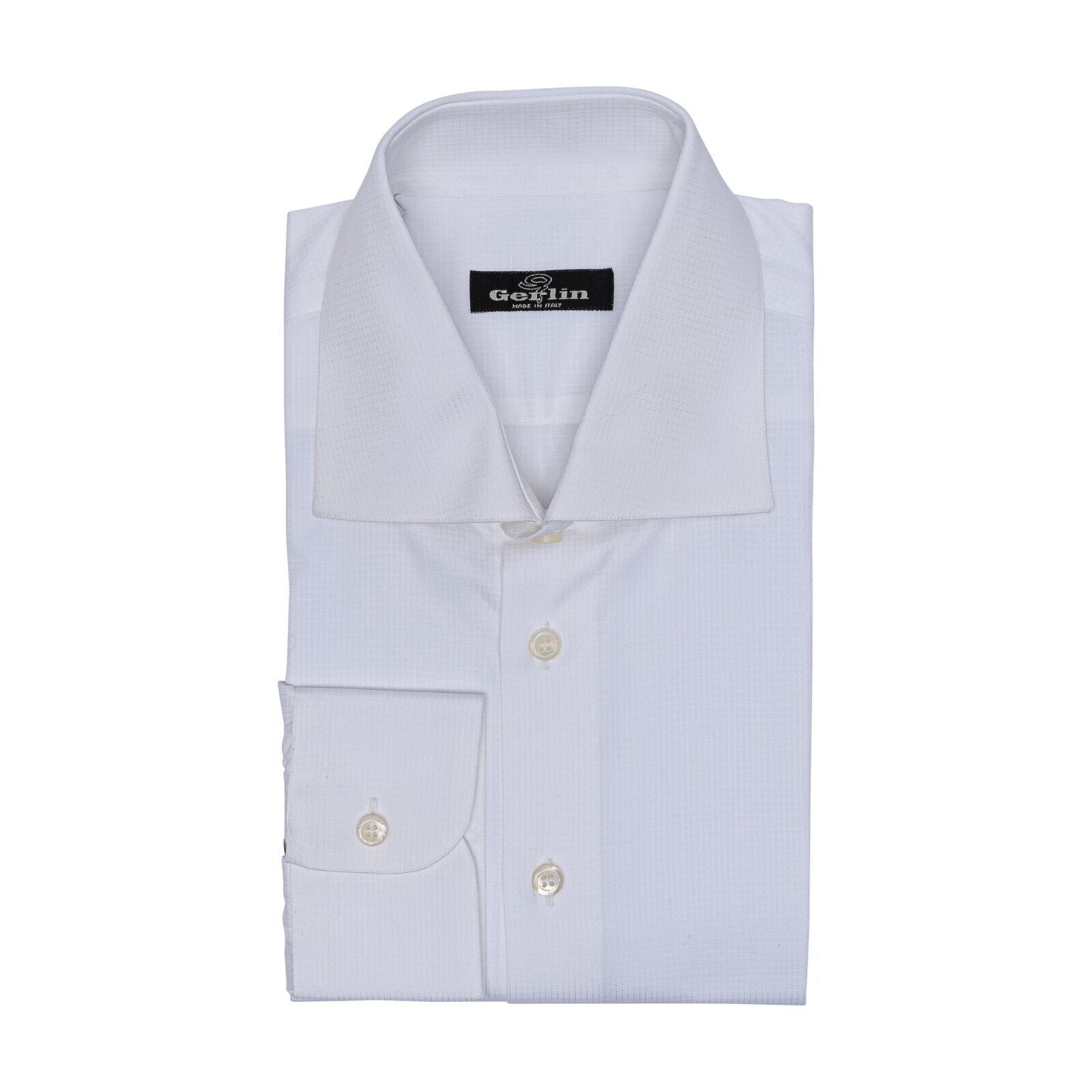 LUXURY 690$ GERLIN Shirt White Jacquard Check Cotton 16 - 41 1R BIJAN