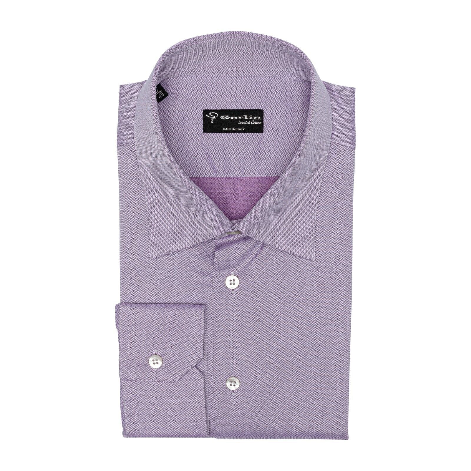 690$ ITALIAN LUXURY GERLIN Shirt Pink Jacquard Cotton  1E ZILLI