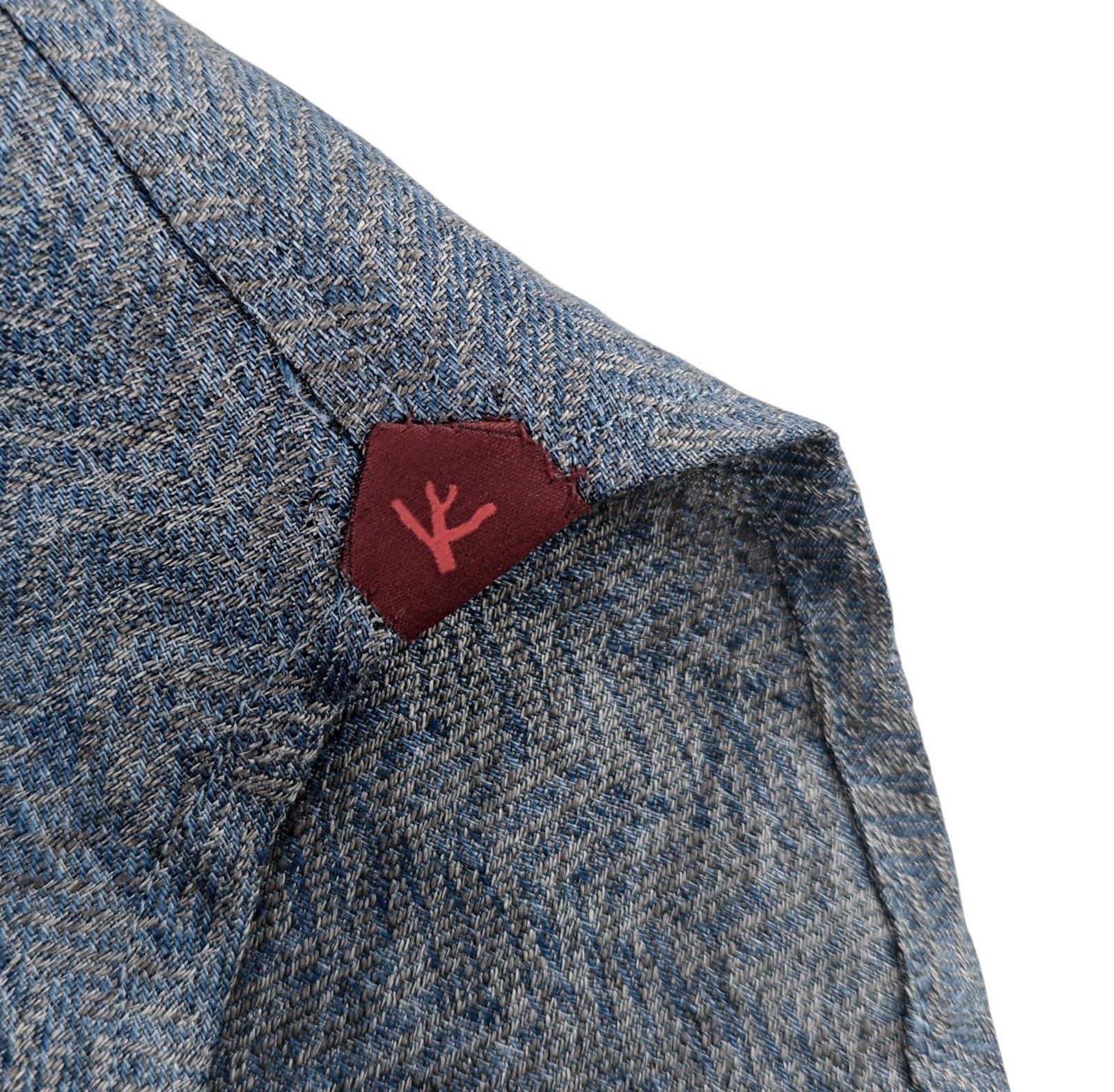 $1550 ISAIA Blue Hand-Sewn Overshirt Jacket 100% Linen Herringbone Size M