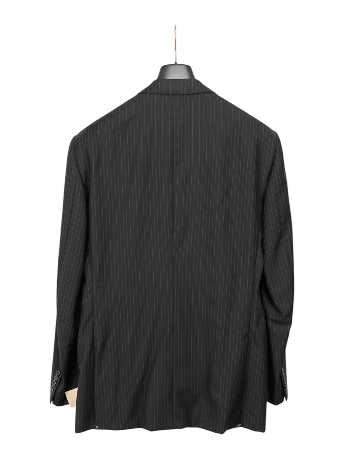 $1800 RALPH LAUREN Black / Purple Label Gray Striped Suit Wool 44 US / 54 EU 7L
