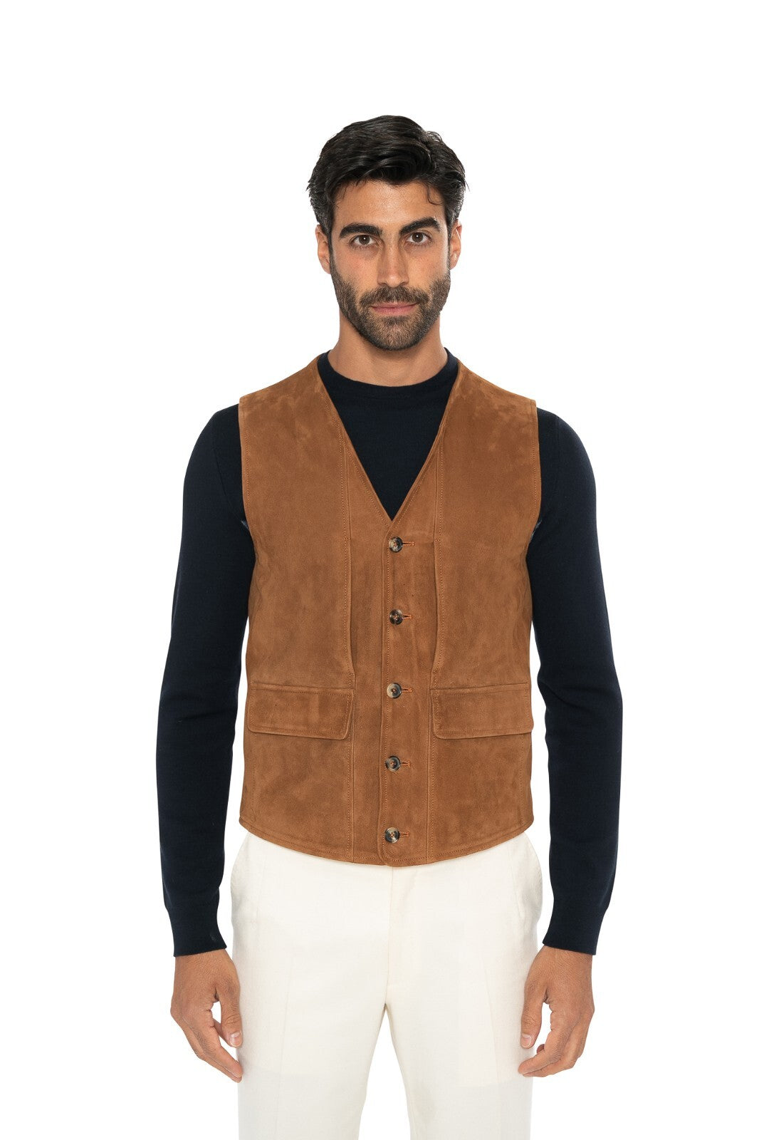 4300$ ISAIA NAPOLI Brown Vest Jacket Lambskin Suede Leather 38 US / 48 EU