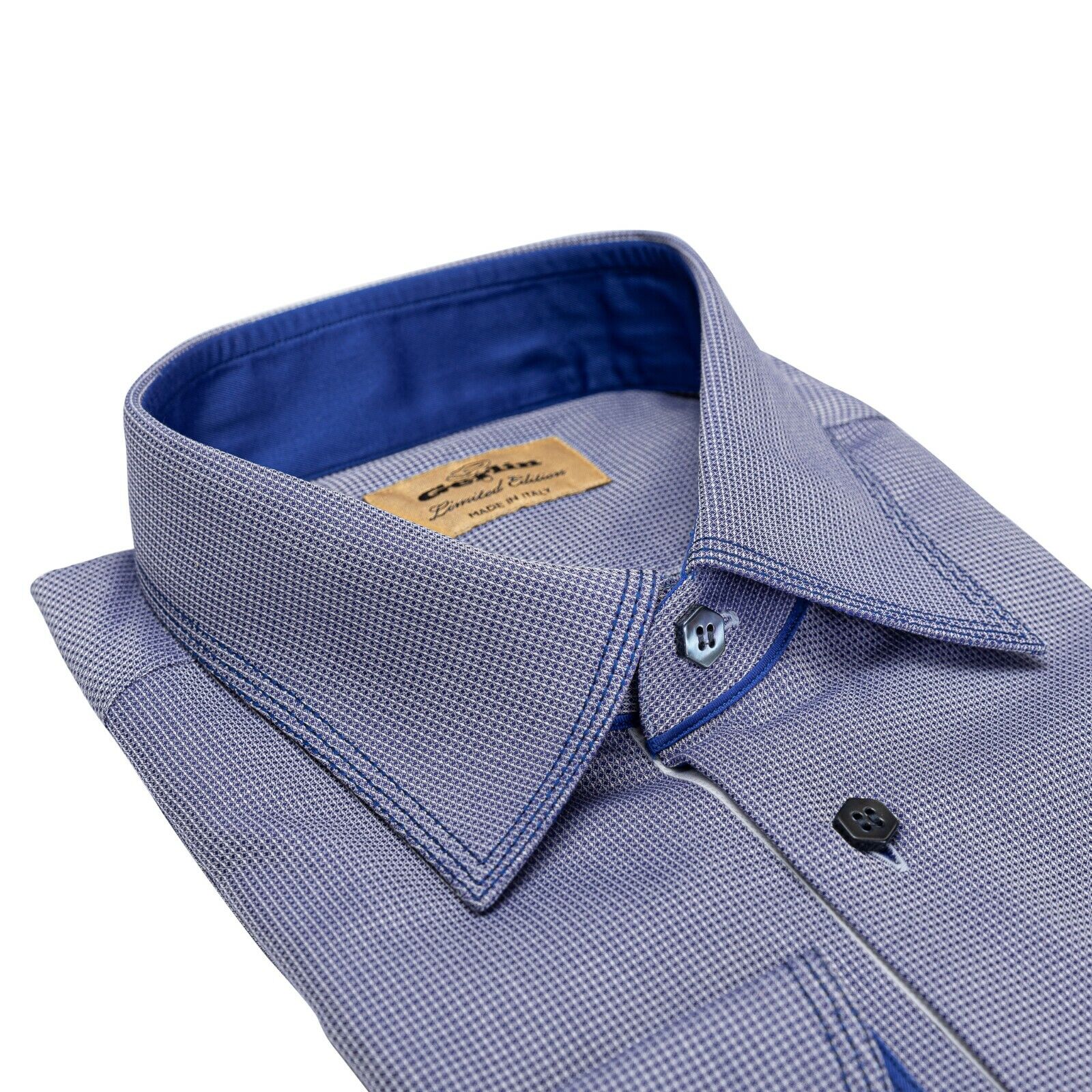 LUXURY 690$ GERLIN Shirt Blue 100% Thomas Mason Cotton 16-41 BIJAN