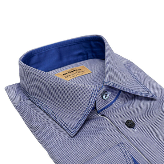 LUXURY 690$ GERLIN Shirt Blue 100% Thomas Mason Cotton 16-41 BIJAN