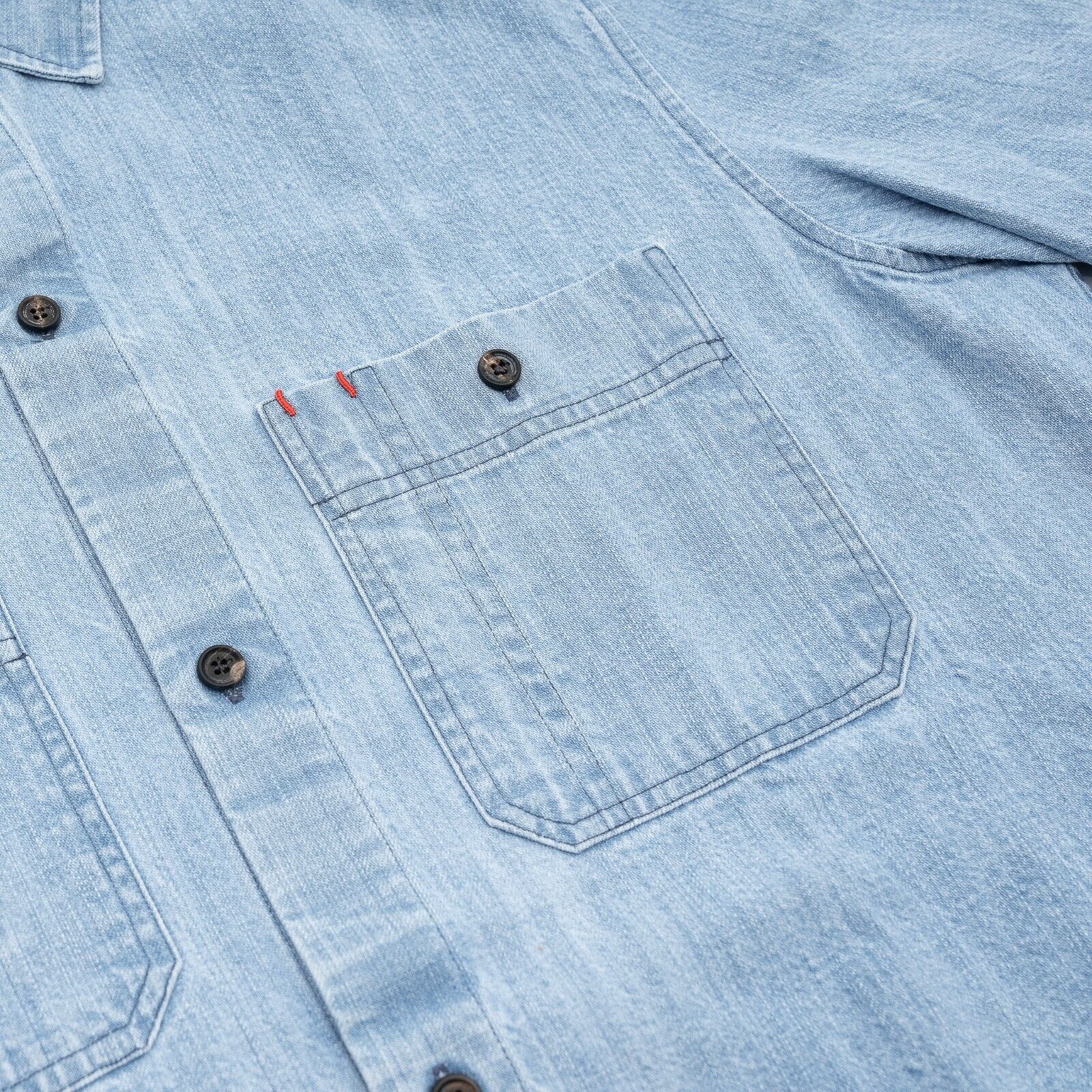 950$ ISAIA NAPOLI Light Blue Pockets Casual Shirt Denim Cotton  15.5 - 39