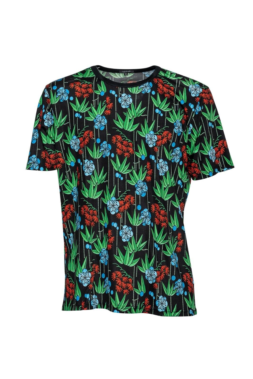 750$ ITALO FERRETTI T-Shirt "FLORAL" 100% Silk STRETCH Size 40 US / 50 EU ZILLI