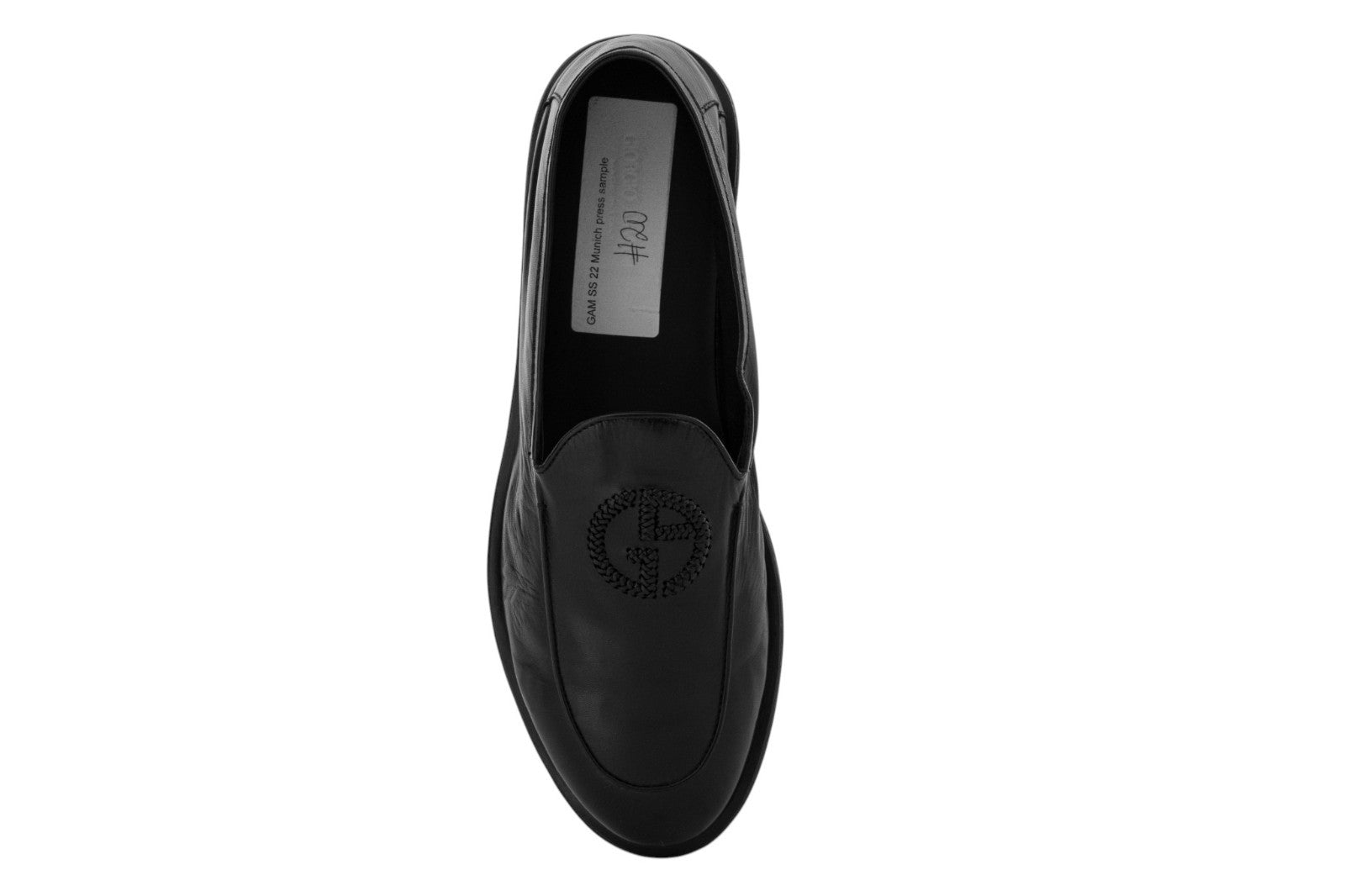 900$ GIORGIO ARMANI Shoes Loafers Slip-On Logo Black Leather 10 UK 11 US 44 IT