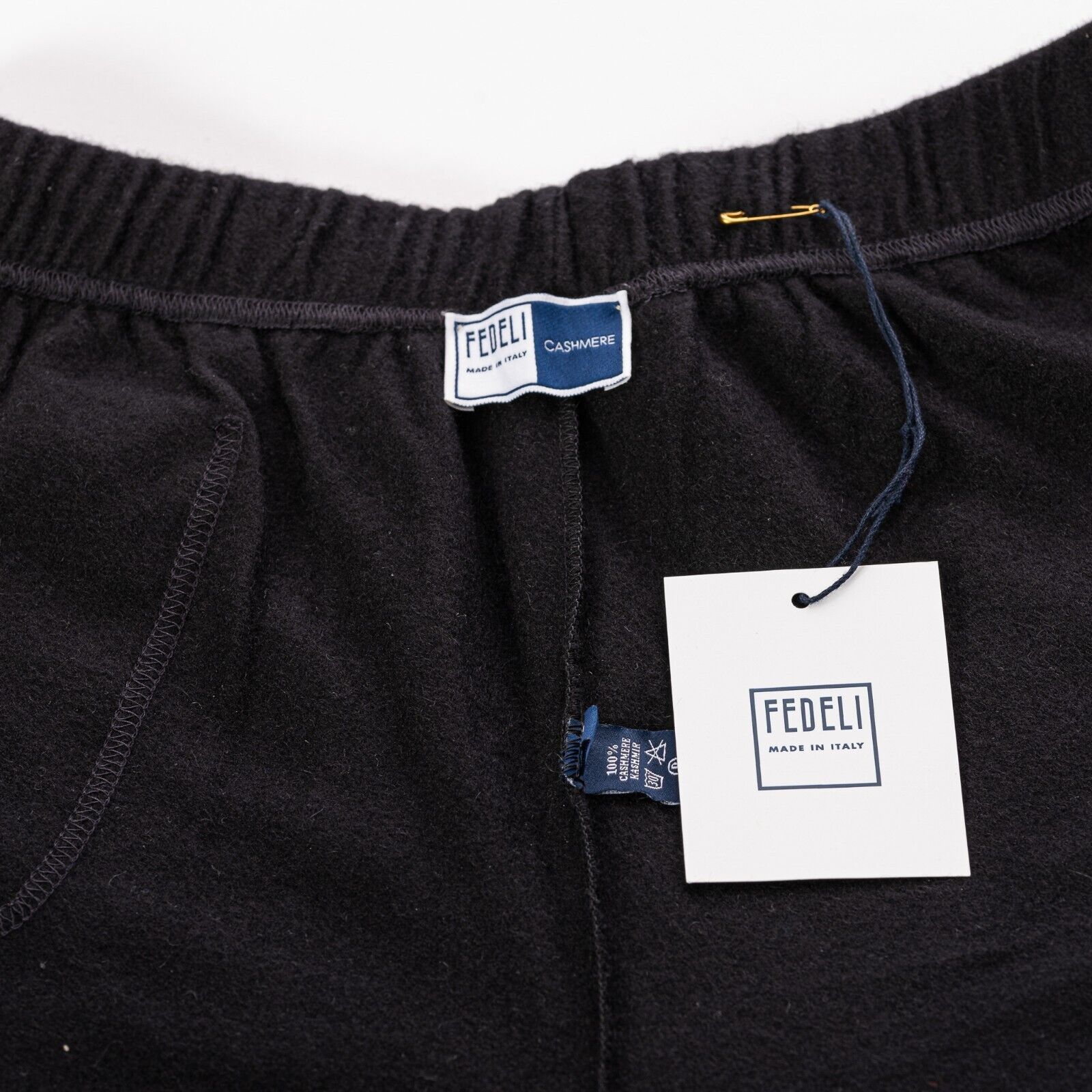 1200$ FEDELI CASHMERE Pant Joggers Sweatpants Black 100% Soft Cashmere Size XL