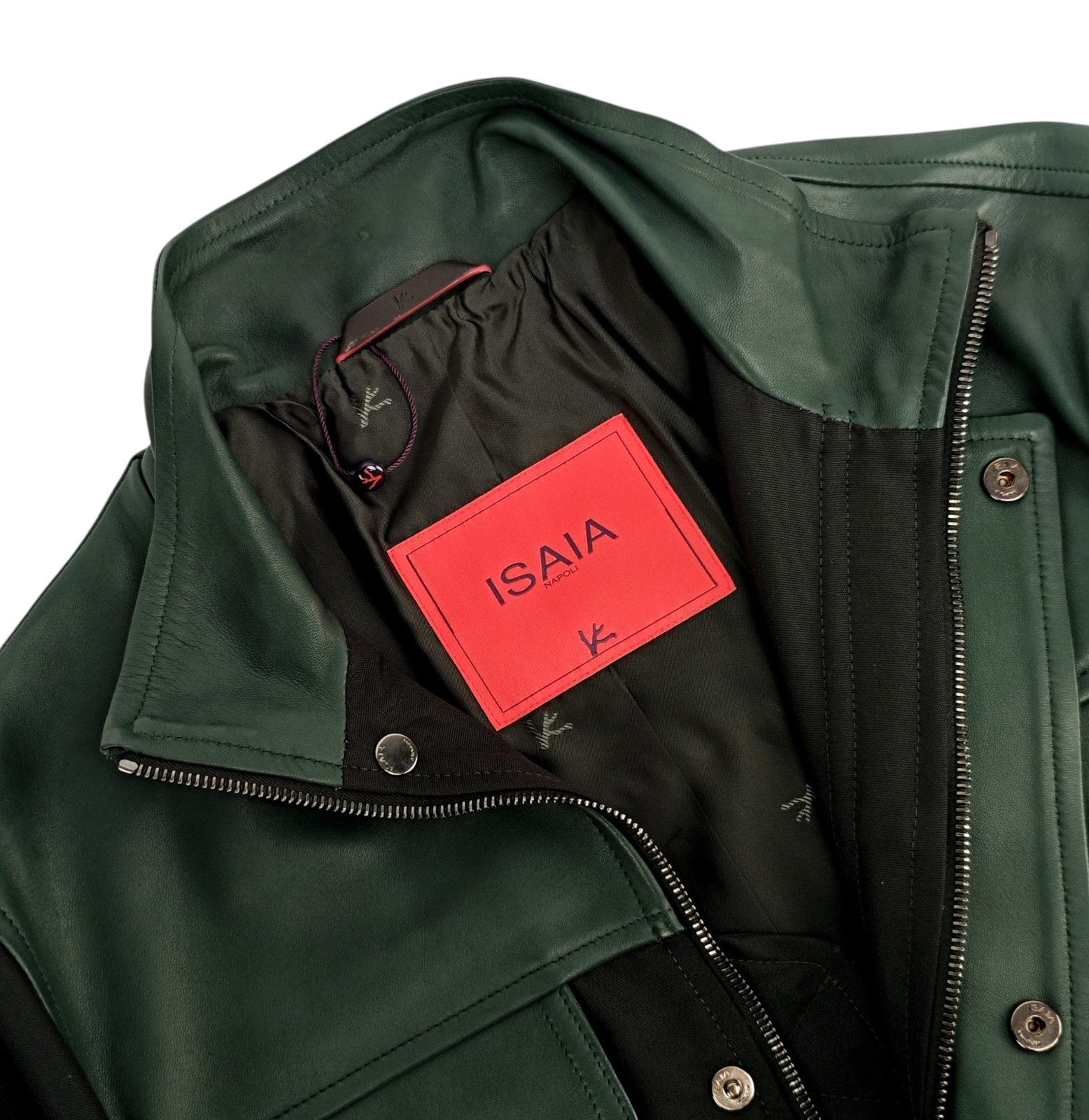 5200$ ISAIA Dark Green Field Jacket Techno Wool - Lambskin 38 US / 48 EU