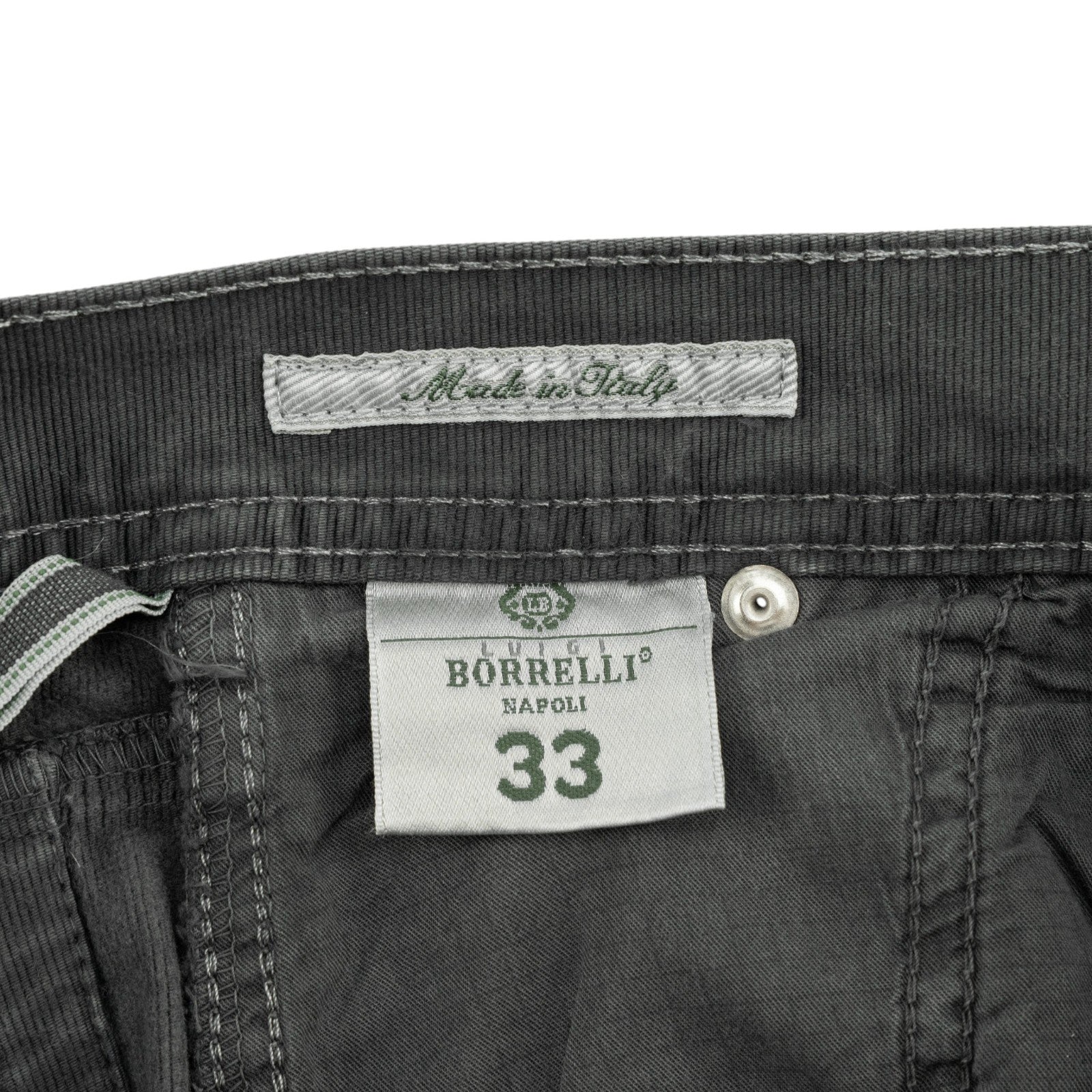 415$ LUIGI BORRELLI NAPOLI Dark Grey Jeans Cotton 33 US / 49 EU - Made in Italy