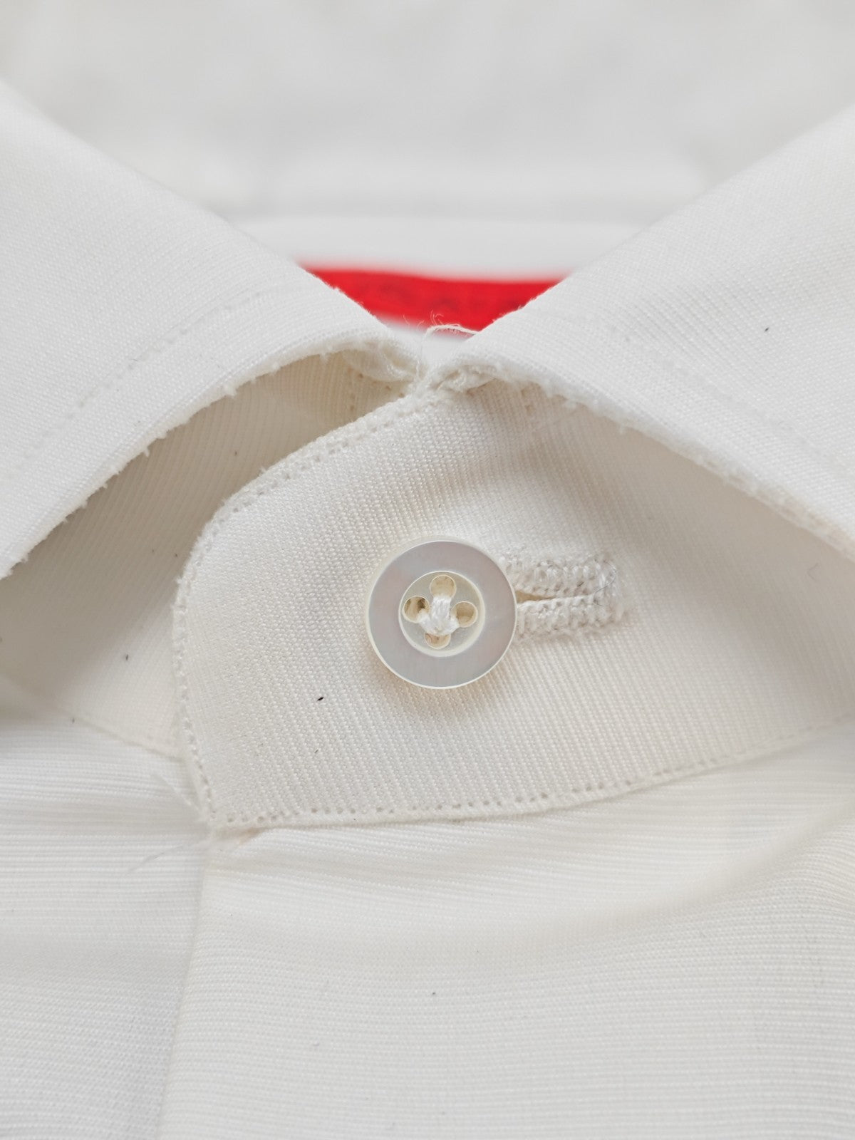 780$ ISAIA NAPOLI "Mix" Dress Shirt White Solid Oxford Cotton 18.5 - 46 1A