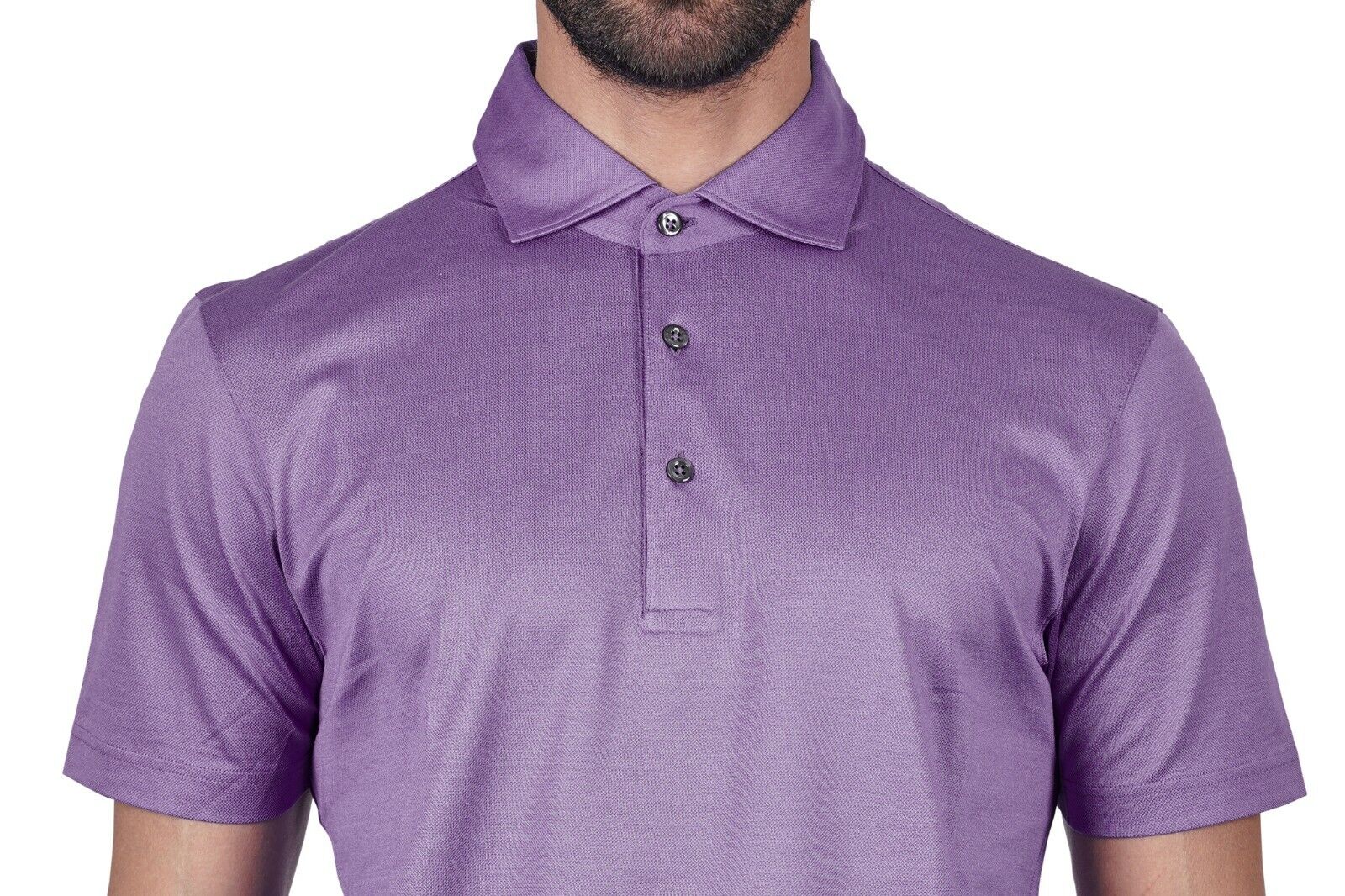 175$ Italian Luxury GRAN SASSO Polo Lisle Cotton Piquet Lavender Short Sleeve