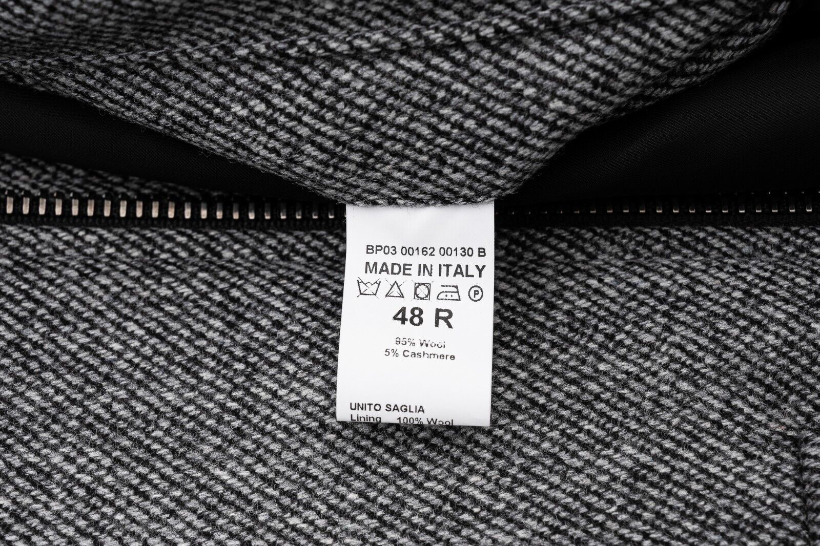 $1300 EIDOS by ISAIA NAPOLI Gray Bomber Jacket Wool Cashmere 38 US / 48 EU Slim