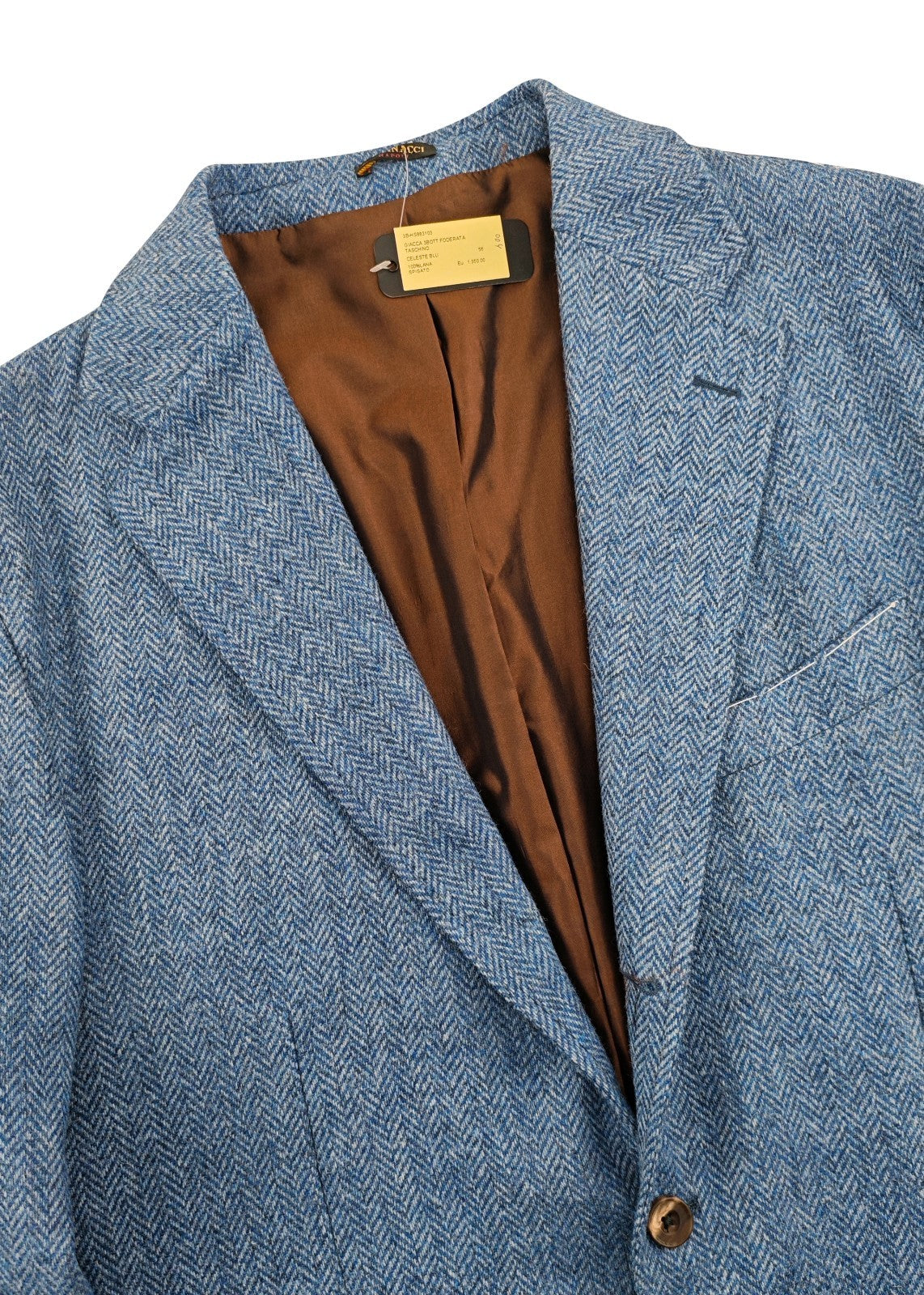$1670 RUBINACCI NAPOLI Blue Herringbone Jacket Sport Coat Wool 46 US / 56 EU