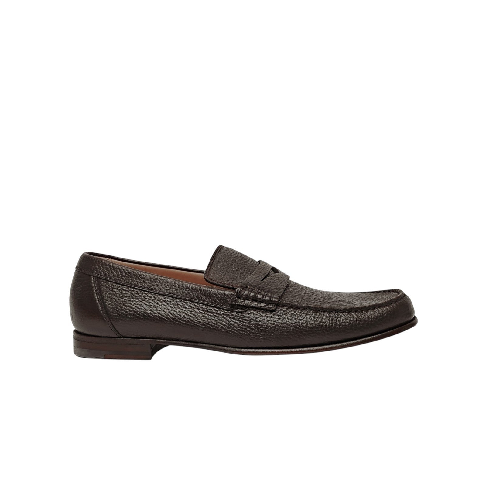 1250$ TESTONI "Piuma" Penny Loafer Shoes Deerskin Cigar 8 UK / 9 US / 42 IT