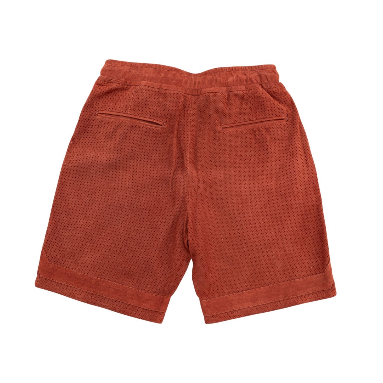 2950$ ISAIA Terracotta Drawstring Short Pant Perforated Lambskin 32 US / 48 EU