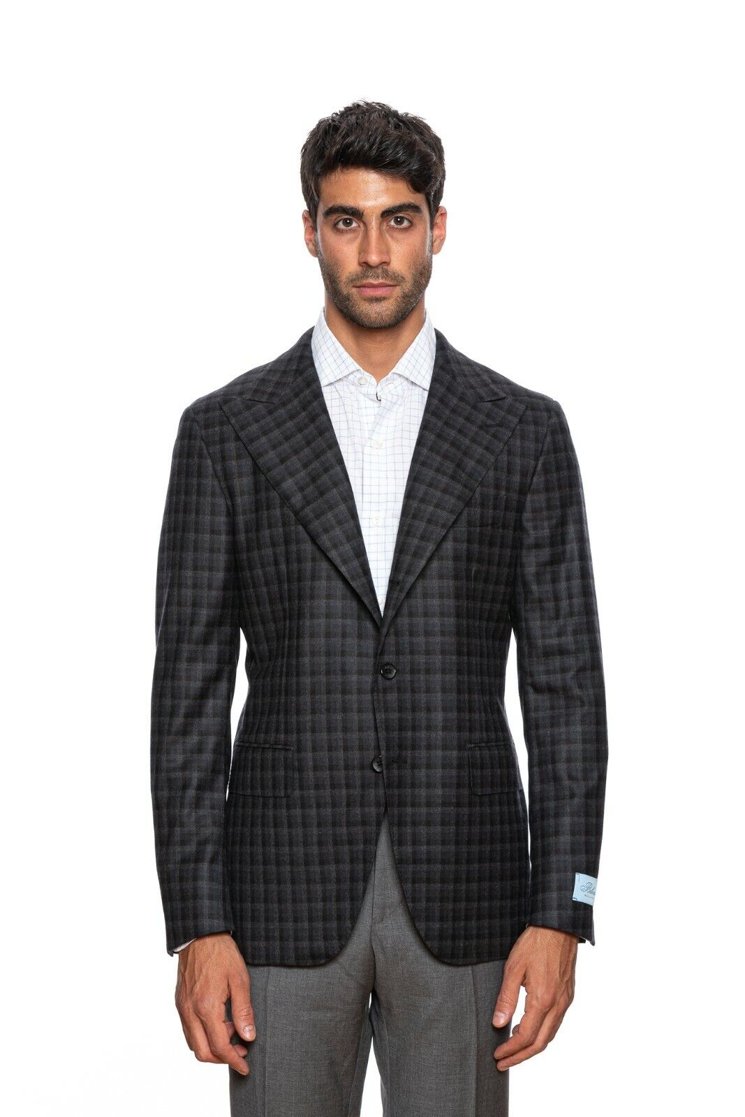 $2190 BELVEST Wool 120's Gray Check Jacket 42 US / 52 EU Drop 8R Slim F/W 2018