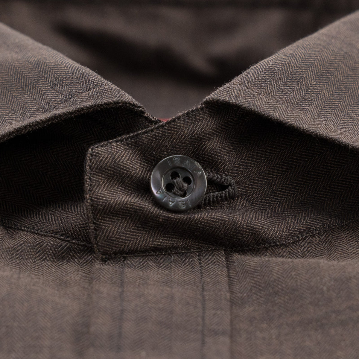 780$ ISAIA "Mix" Hand-Sewn Dress Shirt Brown Cotton 15.75 - 40