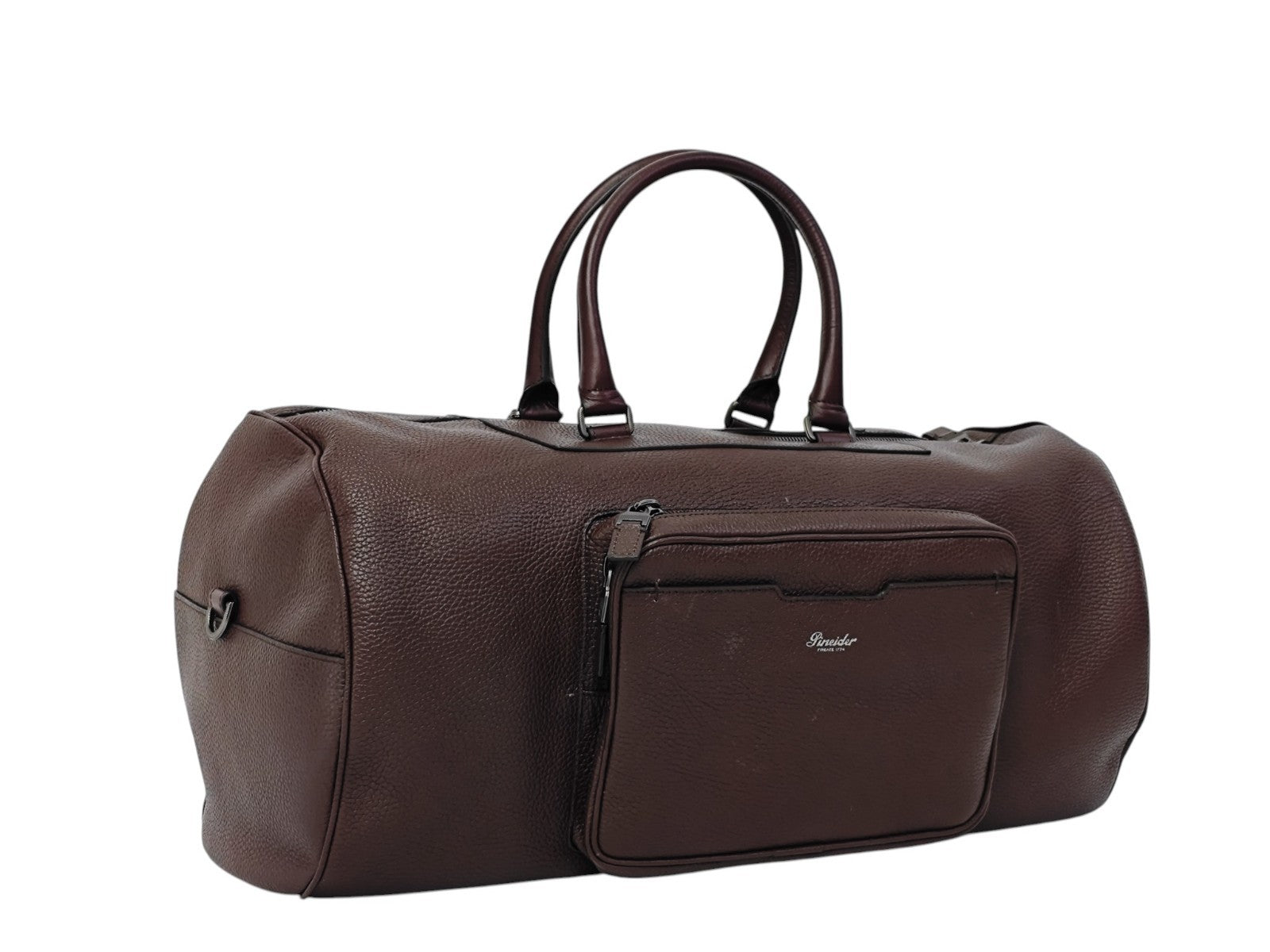 1950$ PINEIDER FIRENZE Burgundy Grain Calf Shoulder Travel Duffle Bag XL