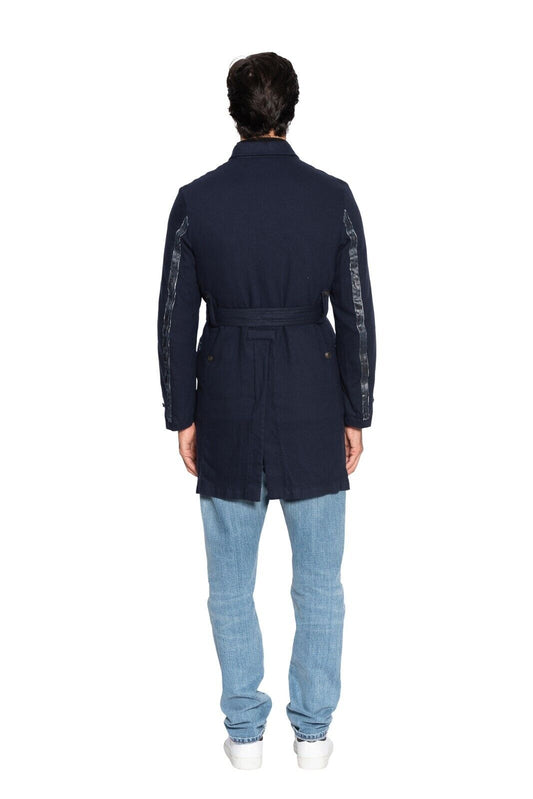 $980 MI.DA TOKYO-FIRENZE Trench Coat Cashmere Blu Filled in Cashmere 38 US 48 EU