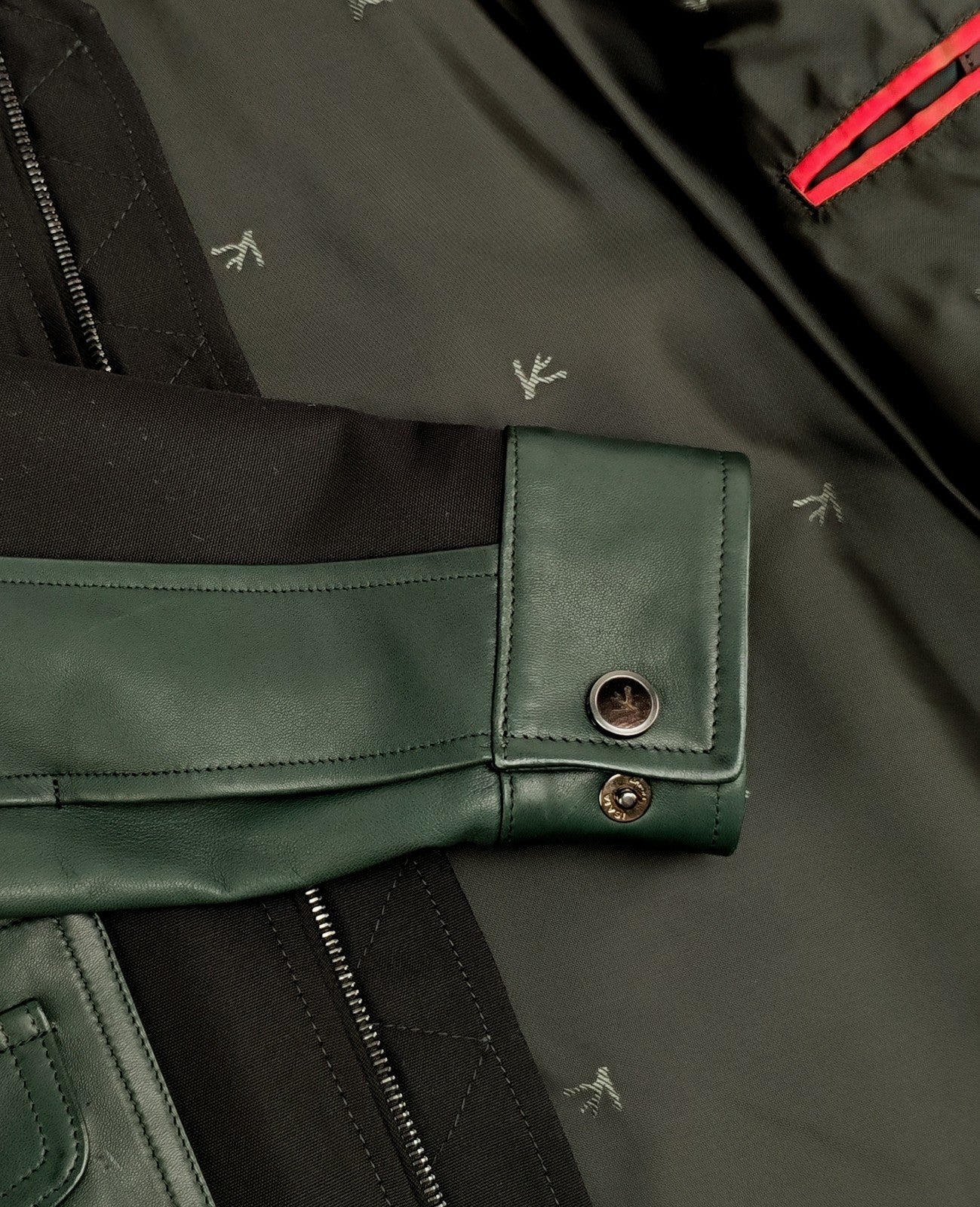 5200$ ISAIA Dark Green Field Jacket Techno Wool - Lambskin 38 US / 48 EU