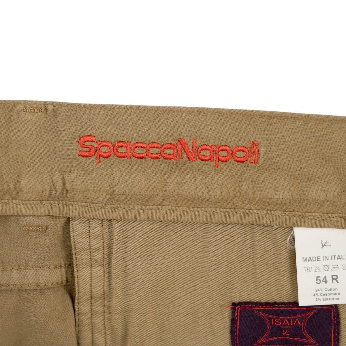 925$ ISAIA NAPOLI "SpaccaNapoli" Beige Pant Chin Cotton Cashmere Reg 38 US 54 EU