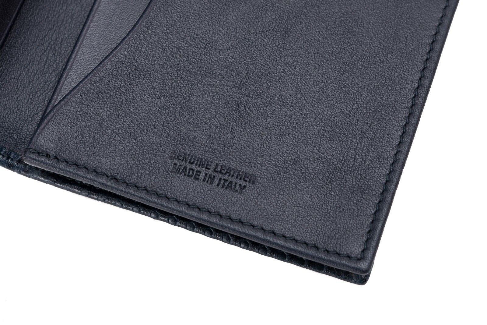 $380 Testoni Bologna Blue Navy Document Holder Long Wallet Honeycomb Calf
