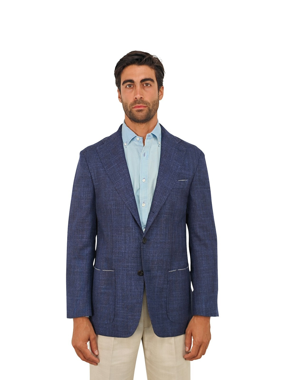 $1950 RUBINACCI NAPOLI Blue Jacket Sport Coat Wool / Silk 42 US 52 EU