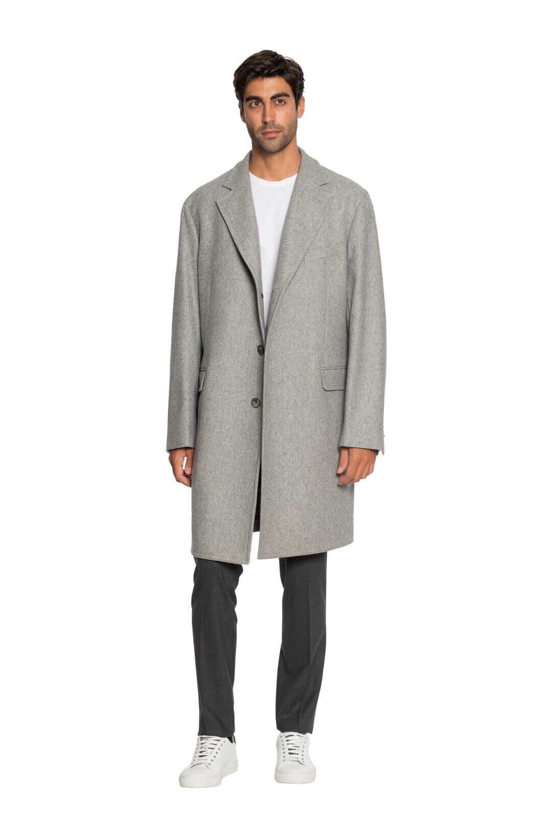 $1700 BOGLIOLI MILANO Single Breasted Grey Long Coat Heavy Wool 46 US / 56 EU