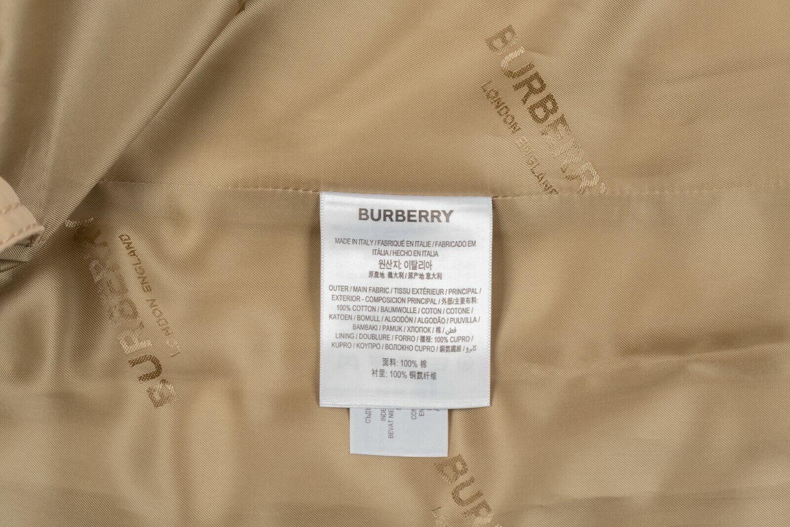 2450$ BURBERRY RUNWAY Cotton-Gabardine Honey Trench Coat with Leather Pockets