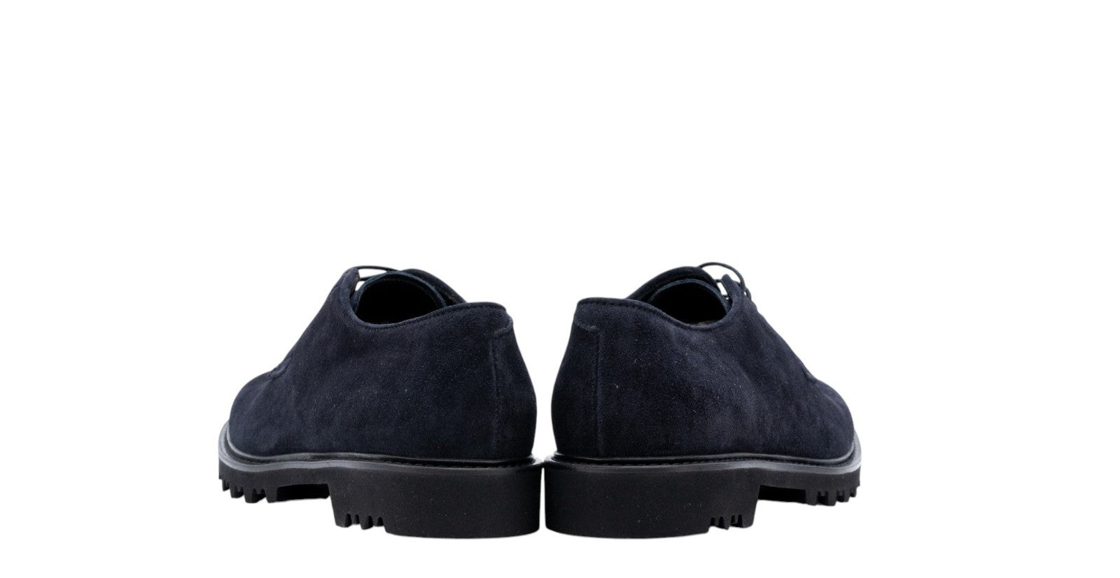 $1150 GIORGIO ARMANI Derby Shoes Lug-Sole blue Navy Suede - Made In Italy