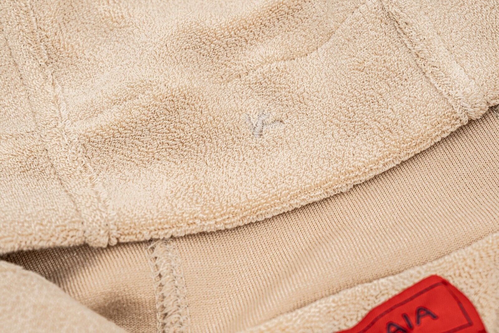 1100$ ISAIA NAPOLI Beige Terry Hooded Sweater Cotton / Silk Size M Relaxed Fit
